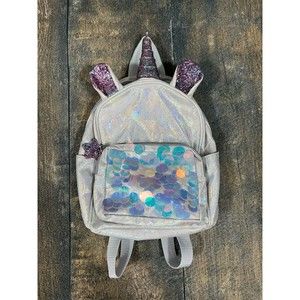 Claire’s Silver Purple Blue Sequin Glitter Unicorn Horn Girls Mini Backpack!